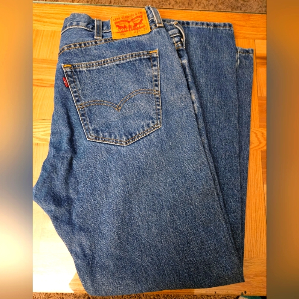Levi's Blue Straight Leg 505 Jeans with Classic Style